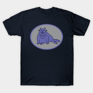 Very Peri Chonk Cat on Ultimate Gray Oval T-Shirt